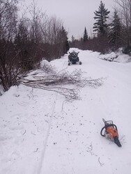 Kevin doing some final brushing on the Line Trail 23 East of the Lodge